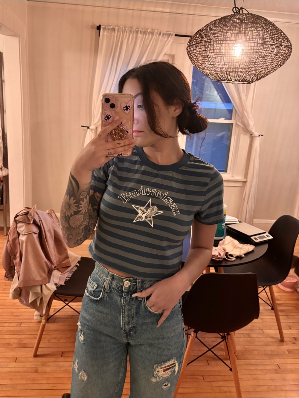 Pacsun Budweiser Striped Crop Tee